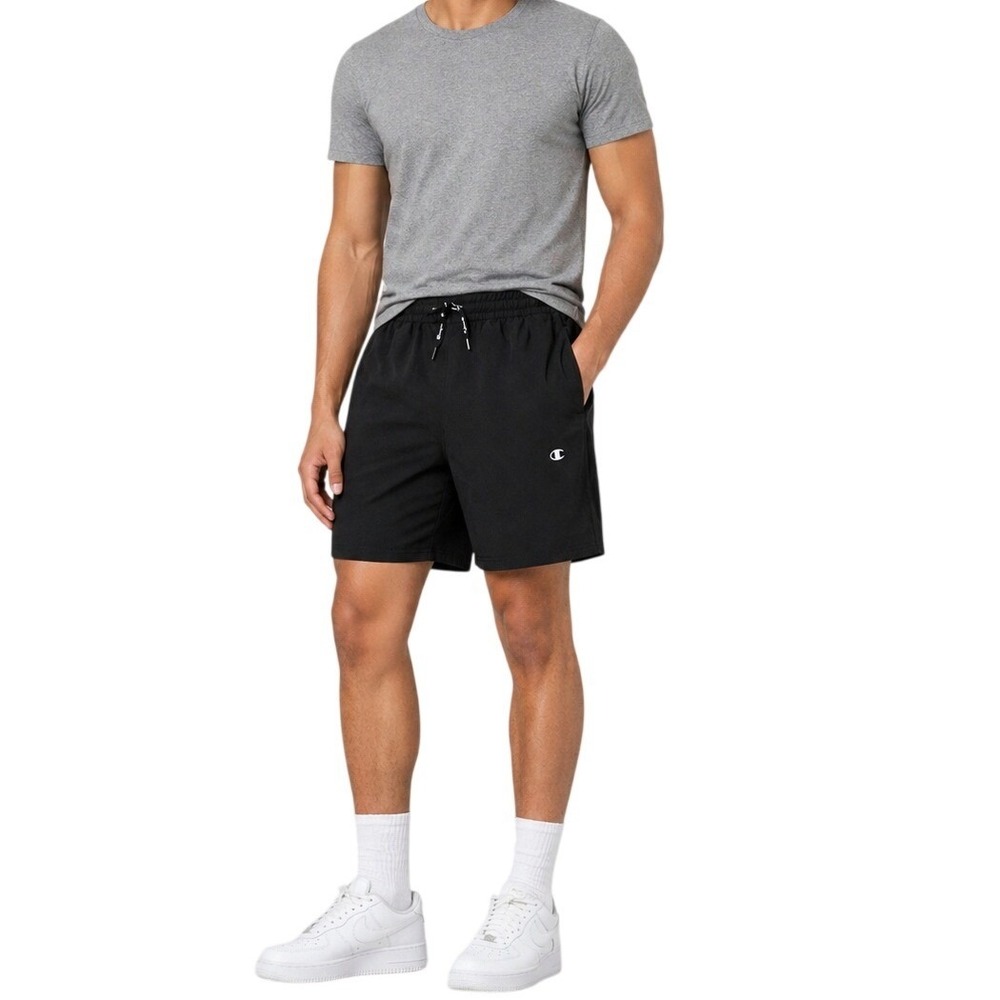 Champion Athletic Shorts Mens Large Black Elastic Waist Reflective Logo
